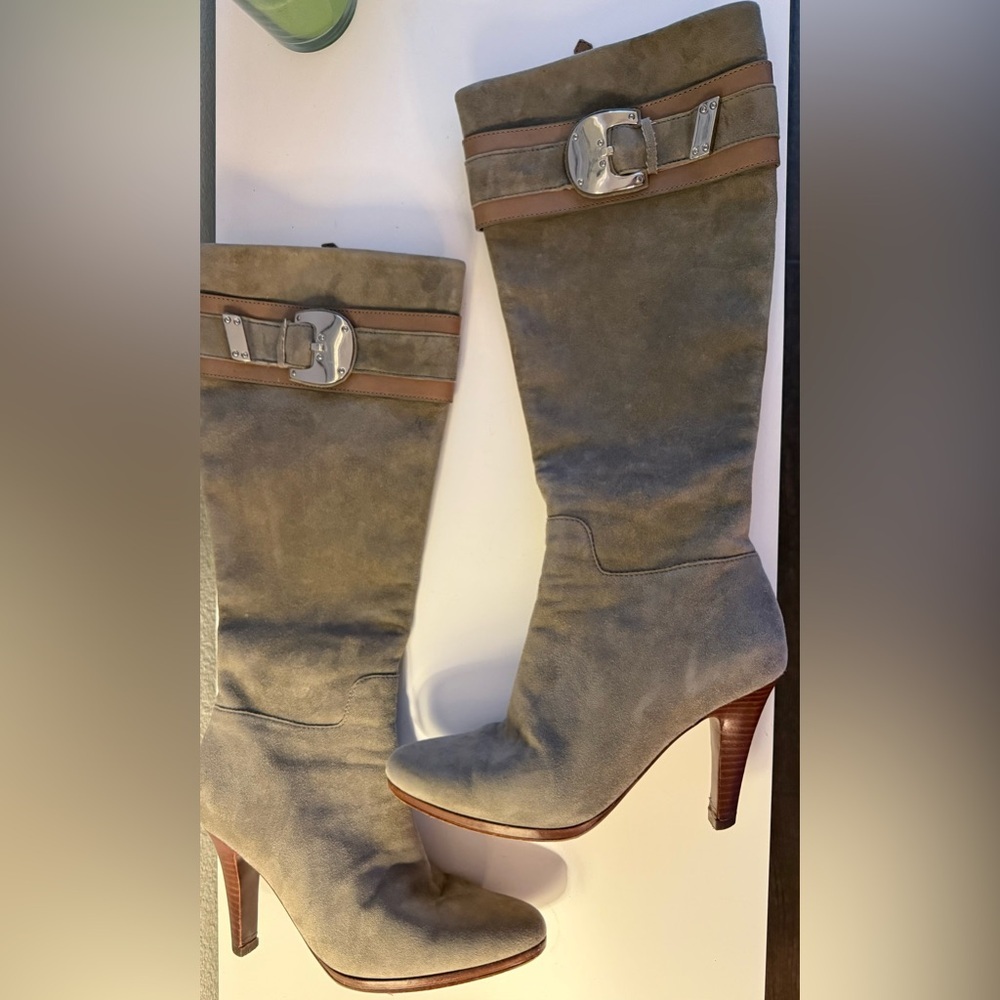 COLE HAAN x Nike Air Grey Suede Tall Heeled Boots / Womens Size 6.5B - Picture 2 of 16